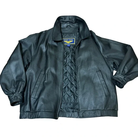 Airborne Leathers Men’s Leather Jacket, Size Large